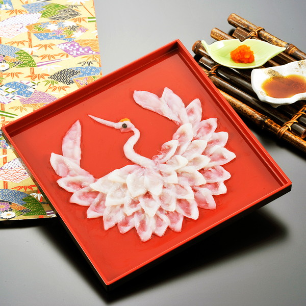 [ふく太郎本部] 敬老の日　山口県萩産 活〆まふく刺身 慶祝鶴（2人前）