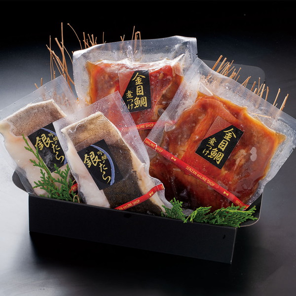 金目鯛煮付け・吟醸酒粕漬け銀だらセット(プリザーブドフラワー付)