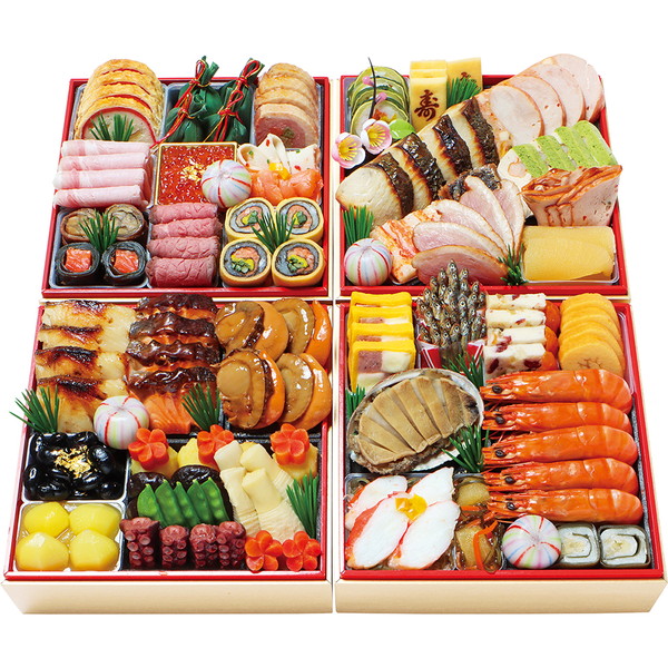 209 [わらびの里] 料亭の和洋風おせち四段重(わらび37)