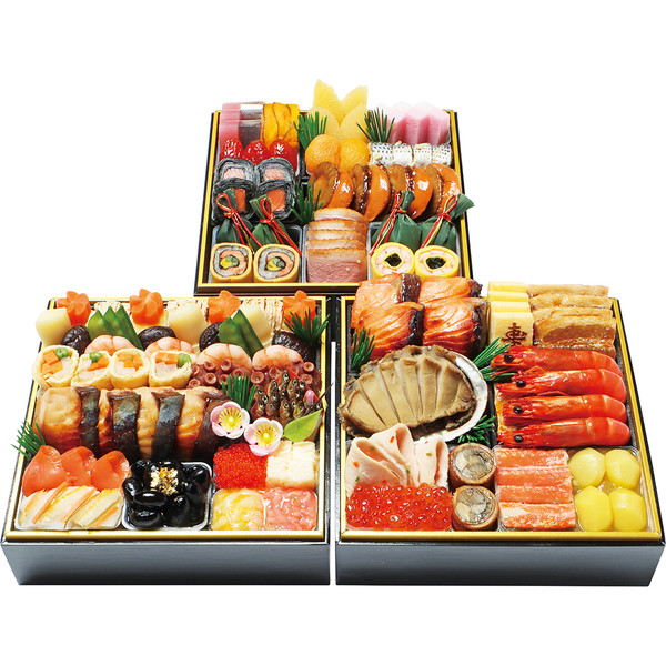 210 [わらびの里] 料亭の和風おせち三段重(わらび21)