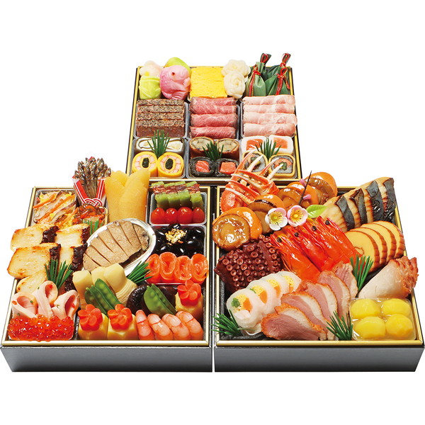 211 [わらびの里] 料亭の和洋風おせち三段重(わらび32)