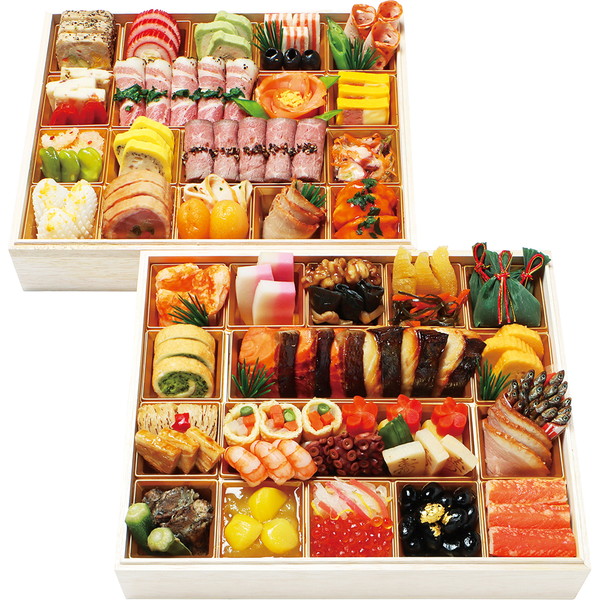 212 [わらびの里] 料亭の和洋風オードブル二段重(わらび27)