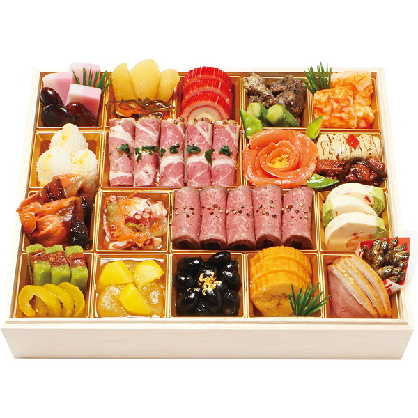 311 [わらびの里] 料亭の和洋風オードブルおせち一段重(わらび15)
