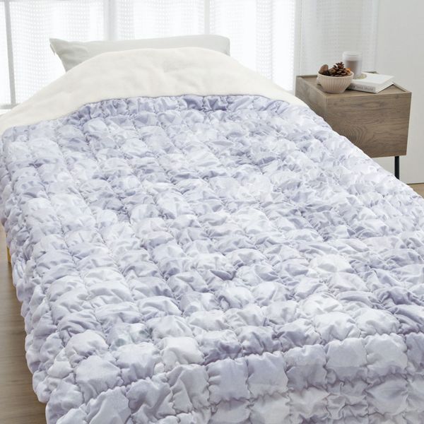 [ロマンス小杉] もこもこキルト合繊肌掛けふとん ブルー系