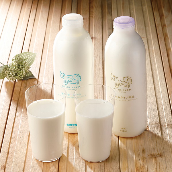 [ミルン牧場] ミルン牧場の牛乳と飲むヨーグルト８００mlボトルセット