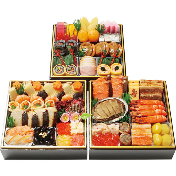 [京・料亭　わらびの里] 料亭の和風おせち三段重(わらび21)