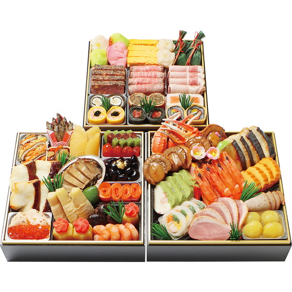 [京・料亭　わらびの里] 料亭の和洋風おせち三段重(わらび32)