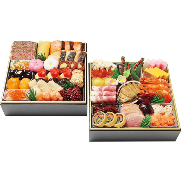 [京・料亭　わらびの里] 料亭の和洋風おせち二段重(わらび17.5)