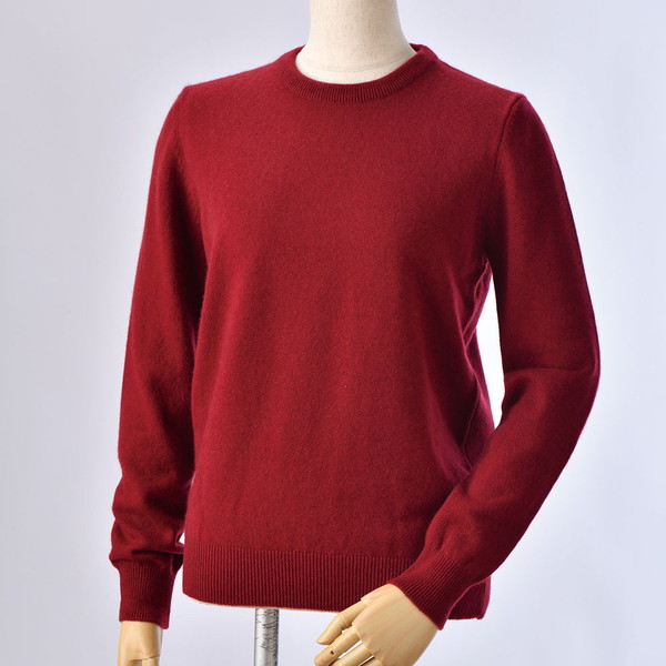 アルファー レディース 日本製カシミヤ100％クルーネックセーター ワイン Ｍ