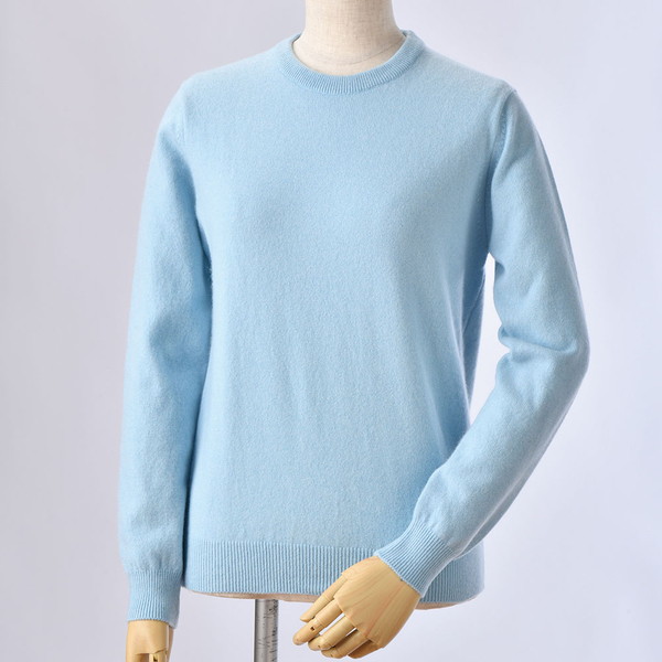 アルファー レディース 日本製カシミヤ100％クルーネックセーター サックス Ｌ