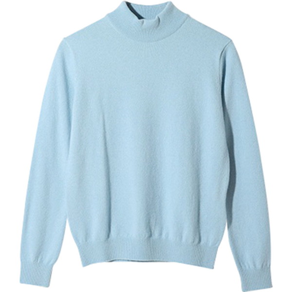 アルファー レディース 日本製カシミヤ100％ハイネックセーター サックス Ｍ