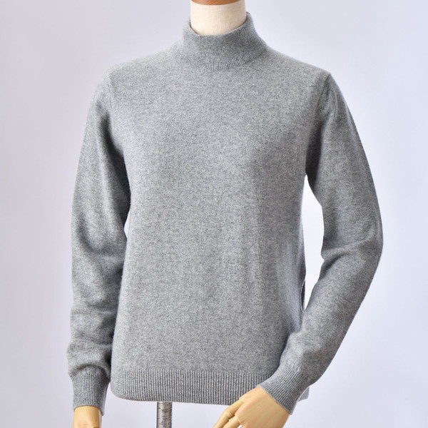 アルファー レディース 日本製カシミヤ100％ハイネックセーター グレー Ｍ