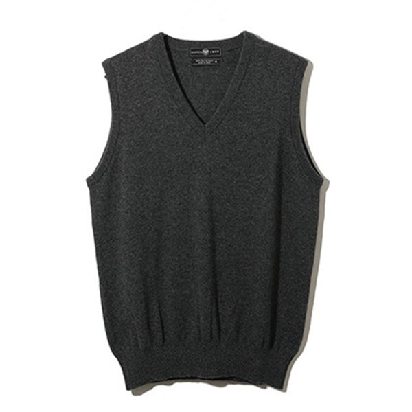 アルファー メンズ 日本製カシミヤ100％ Vネックベスト グレー  Ｍ
