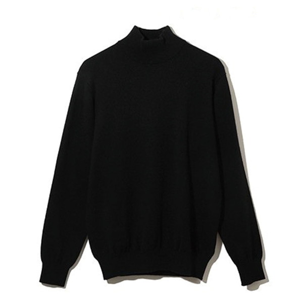 アルファー メンズ 日本製カシミヤ100％ ハイネックセーター ブラック  Ｍ