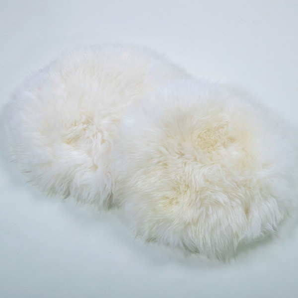 ムートン 長毛丸クッション(2枚組)  ホワイト
