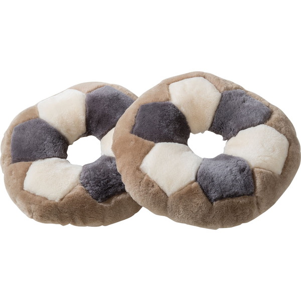 ムートン 円座クッション(2枚組) ブラウン