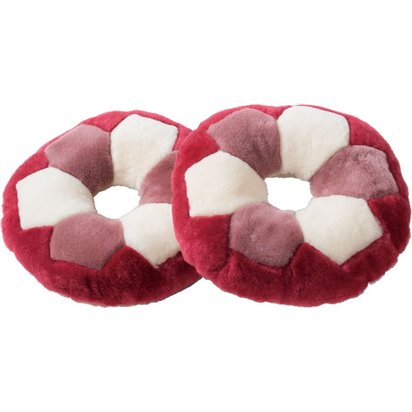 ムートン 円座クッション(2枚組) ローズ