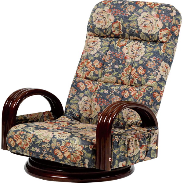 籐肘付き リクライニングチェア ロータイプ