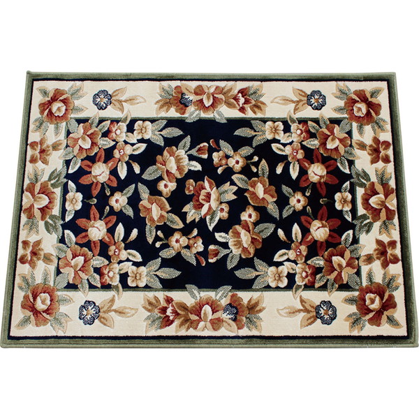 カービング レーヨン玄関マット 60×90cm グリーン