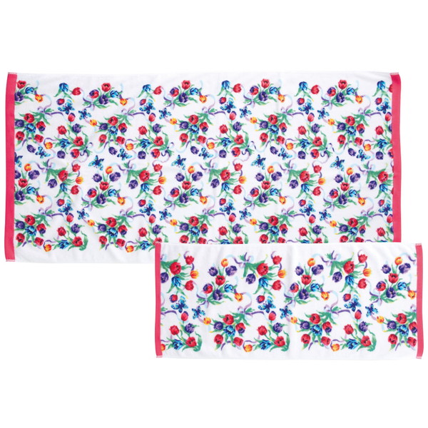 レイクアルスター シャーリングプリントタオルセット ［チューリップ柄］ピンク