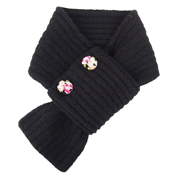 レイクアルスター くるみボタンニットマフラー ブラック