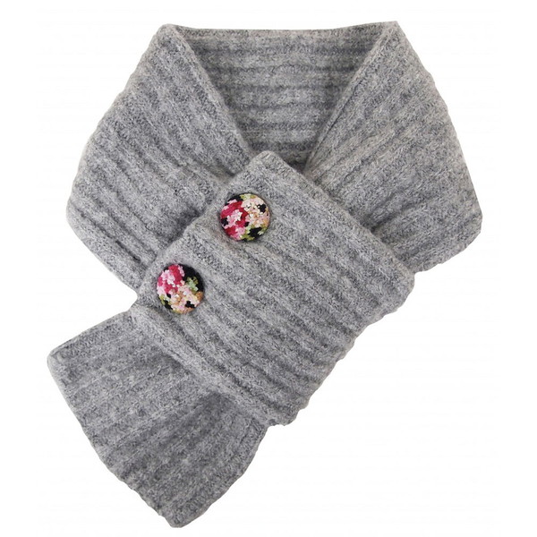 レイクアルスター くるみボタンニットマフラー グレー