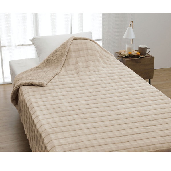 合わせ毛布 (富士山みくりや溶岩練り込み加工) ベージュ