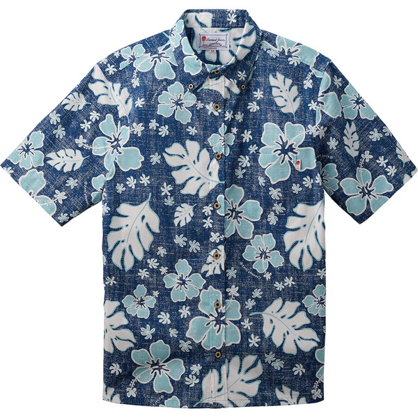 ココナッツジュース かりゆしウェア メンズボタンダウンシャツ (ウイークエンドジャーニー) ブルー Ｍ