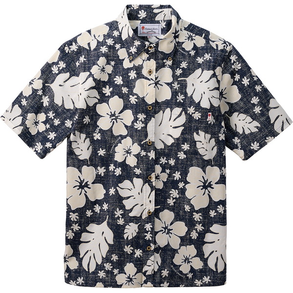 ココナッツジュース かりゆしウェア メンズボタンダウンシャツ (ウイークエンドジャーニー) ネイビー ＬＬ