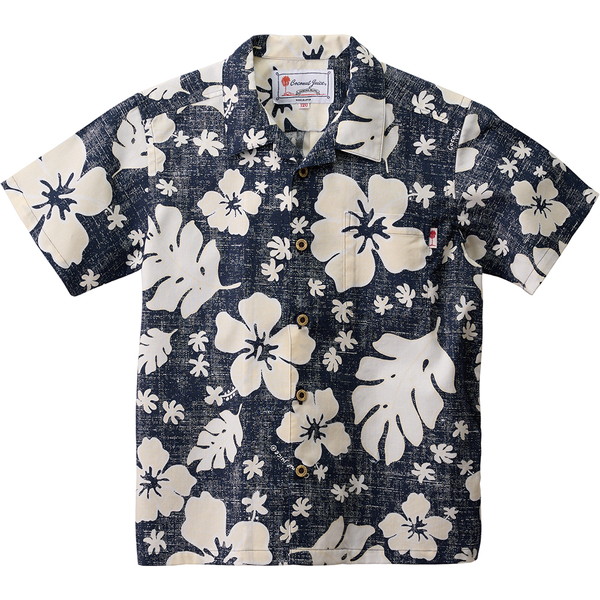 ココナッツジュース かりゆしウェア キッズオープンカラーシャツ(ウイークエンドジャーニー) ネイビー 100