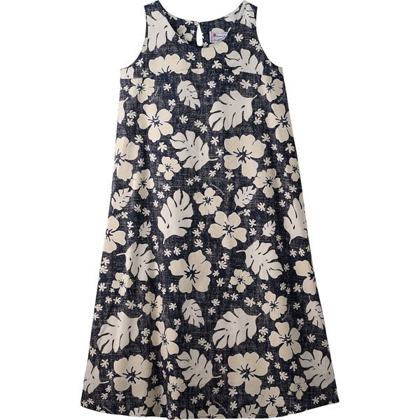 ココナッツジュース かりゆしウェア レディースロングワンピース(ウイークエンドジャーニー) ネイビー Ｌ