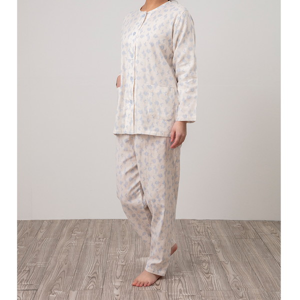 ロマンス小杉 レディースパジャマ(高島ちぢみ) ベージュ系 Ｌ