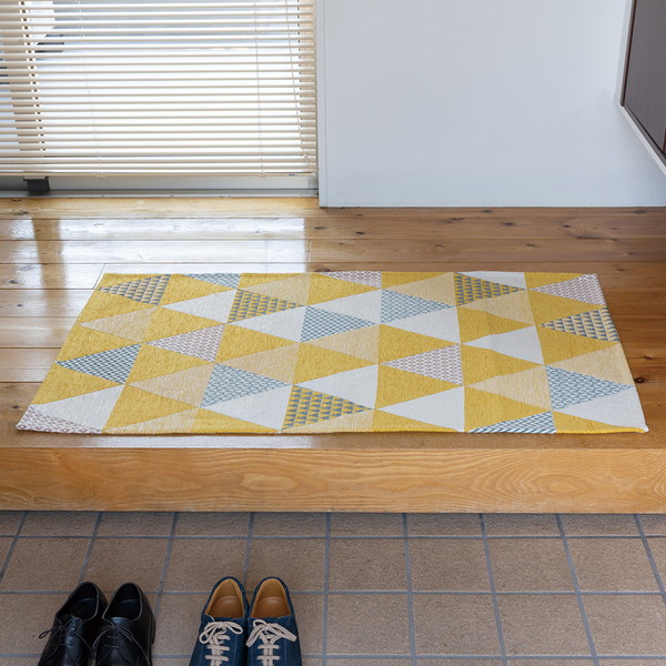 イタリア製 ゴブラン織 マット・カーペット （トリアンゴリ） 玄関マット80ｘ150cm イエロー