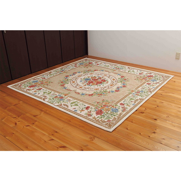 ゴブラン織 シェニールカーペット 3畳用 ベージュ