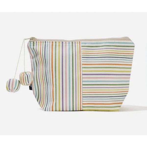 [小倉 縞縞]Vポーチ（白多彩）