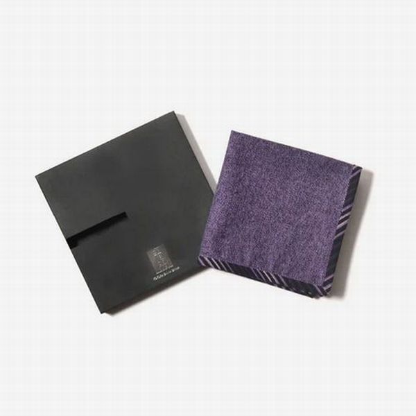 [小倉 縞縞]霜降ハンカチ（霜降小倉 紫×黒）