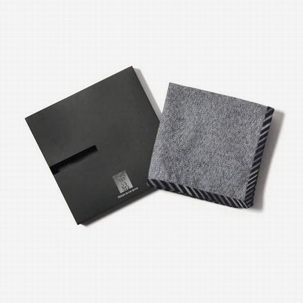 [小倉 縞縞]霜降ハンカチ（霜降小倉 白×黒）