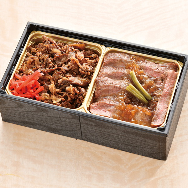 【店頭受取】 [かつヰ] 黒毛和牛牛めし＆佐賀牛ステーキの黄金コンビ重（１折）